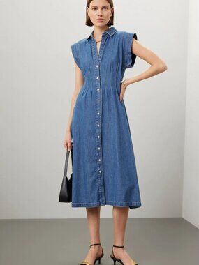 Veronica Beard Ruben Denim Midi Dress- Size 6